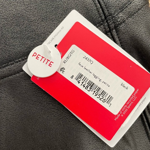 NWT Spanx Faux Leather PETITE Leggings size XL PETITE in Black - Picture 2 of 11